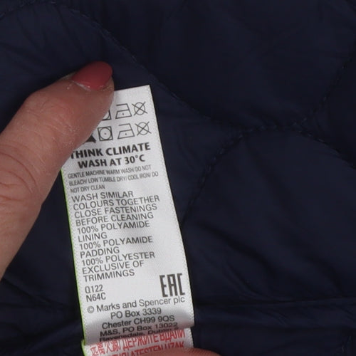 Marks and Spencer Girls Blue Puffer Jacket 12-13 Years