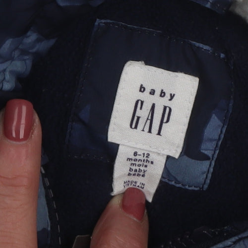 Gap Unisex Blue Camouflage Puffer Jacket 6-9 Months Winter