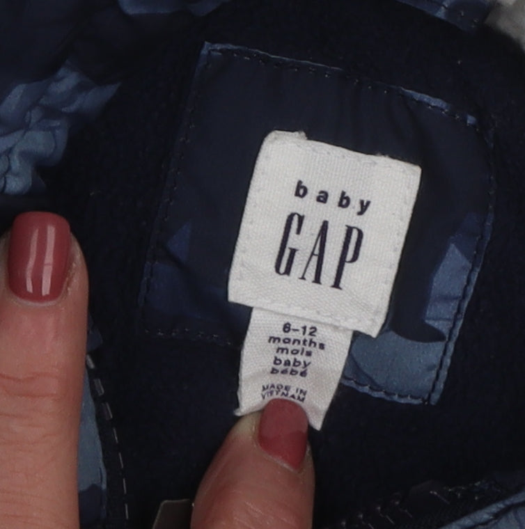 Gap Unisex Blue Camouflage Puffer Jacket 6-9 Months Winter