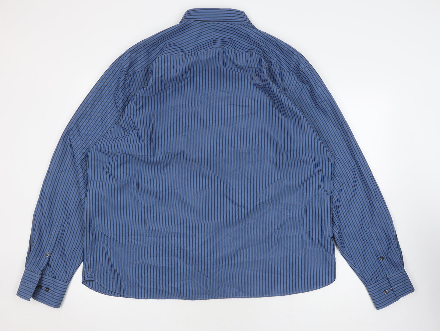 Marks and Spencer Men's Blue Striped Shirt XXL Classic