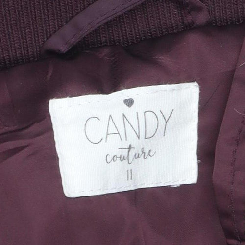 Candy Couture Girls Red Puffer Jacket 11Y Hooded Long Fur Trim