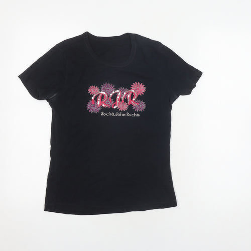 Roche John Rocha Women's Black Embroidered T-Shirt Size 12