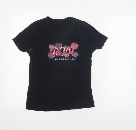 Roche John Rocha Women's Black Embroidered T-Shirt Size 12