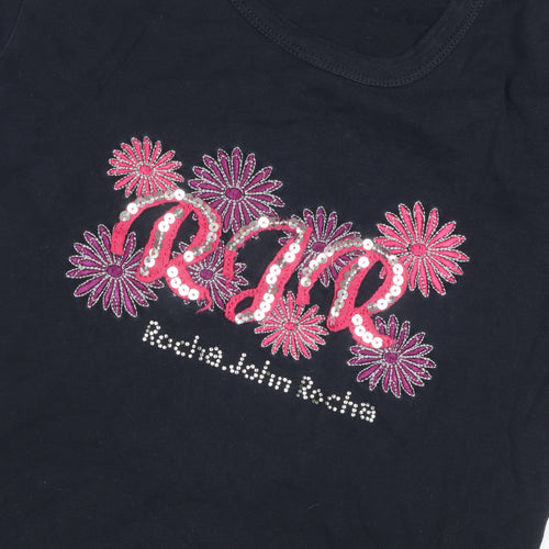 Roche John Rocha Women's Black Embroidered T-Shirt Size 12