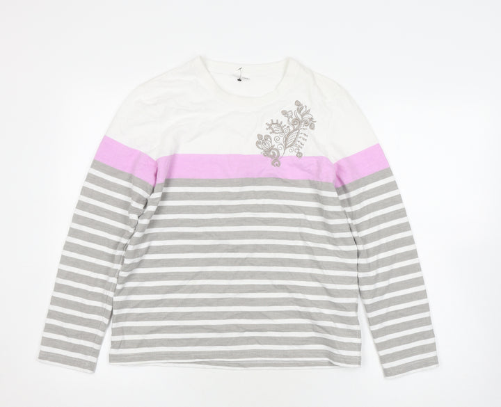 Damart Women's Multicoloured Striped T-Shirt in Size S