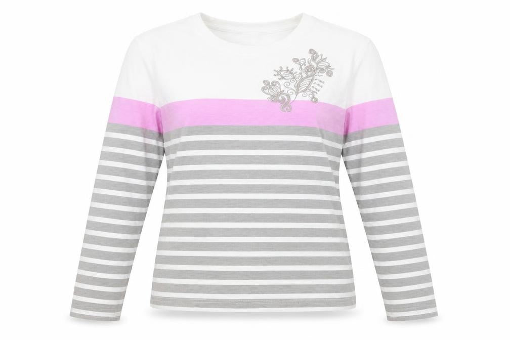 Front view of Damart Women's Multicoloured Striped T-Shirt in, size S