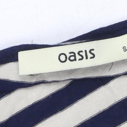 Oasis Women’s Blue Striped Long Sleeve Lace T-Shirt