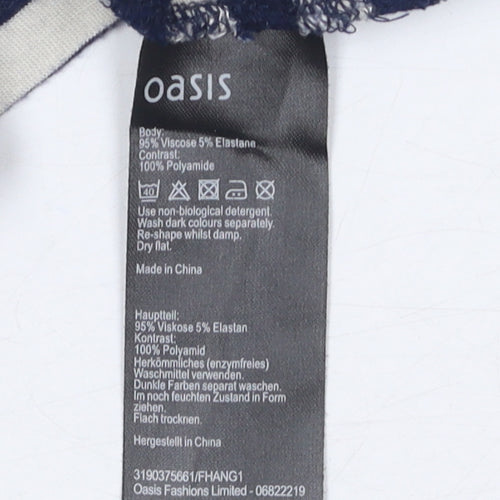 Oasis Women’s Blue Striped Long Sleeve Lace T-Shirt