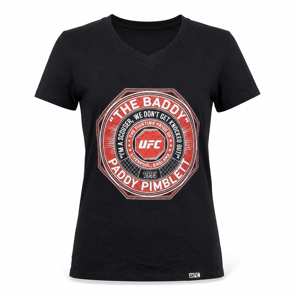 Front view of UFC Black Women's V-Neck T-Shirt S Casual