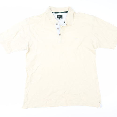 Wolsey Men's Beige Polo Shirt L Cotton Short Sleeve