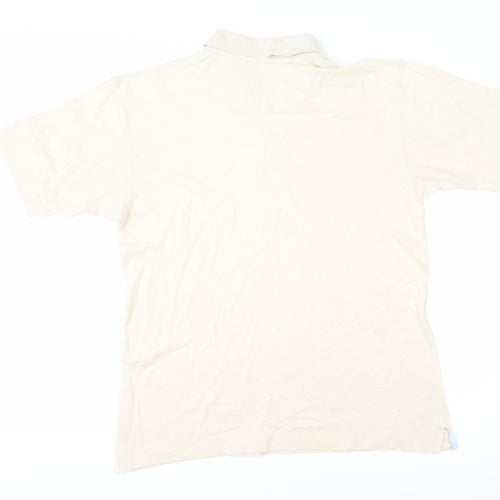 Wolsey Men's Beige Polo Shirt L Cotton Short Sleeve