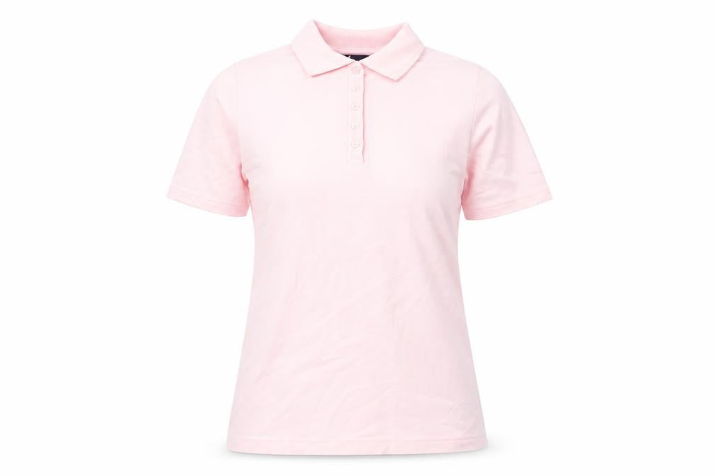 Front view of Isle Women's Pink Polo Shirt, size 10, Casual Basic