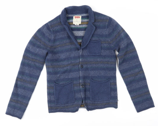 Levi's Men's Blue Striped Cardigan M