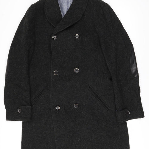 John Lewis Men's Black Wool Pea Coat L Casual