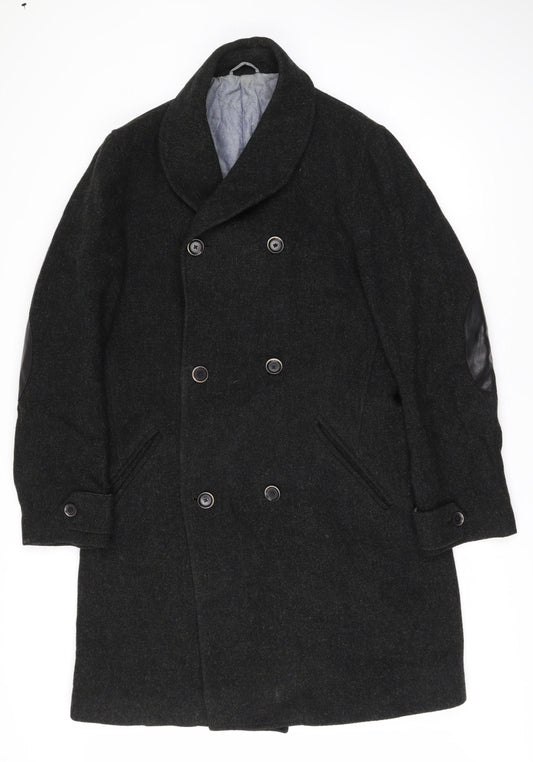 John Lewis Men's Black Wool Pea Coat L Casual