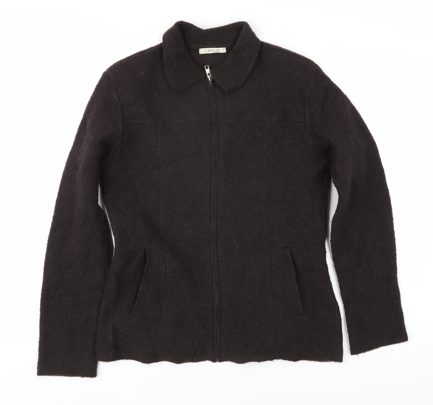 Di Altura Black Full Zip Wool Women's Jumper Size 14