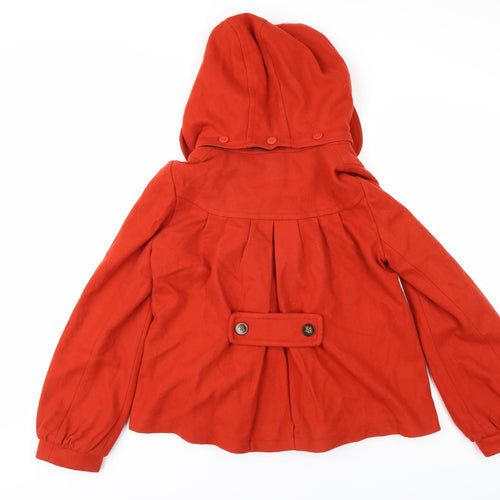 Topshop Women's Red Pea Coat Size 8 Hooded