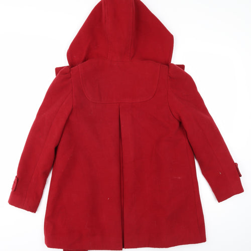 Monsoon Girls Red Hooded Wool-Blend Coat Size 10