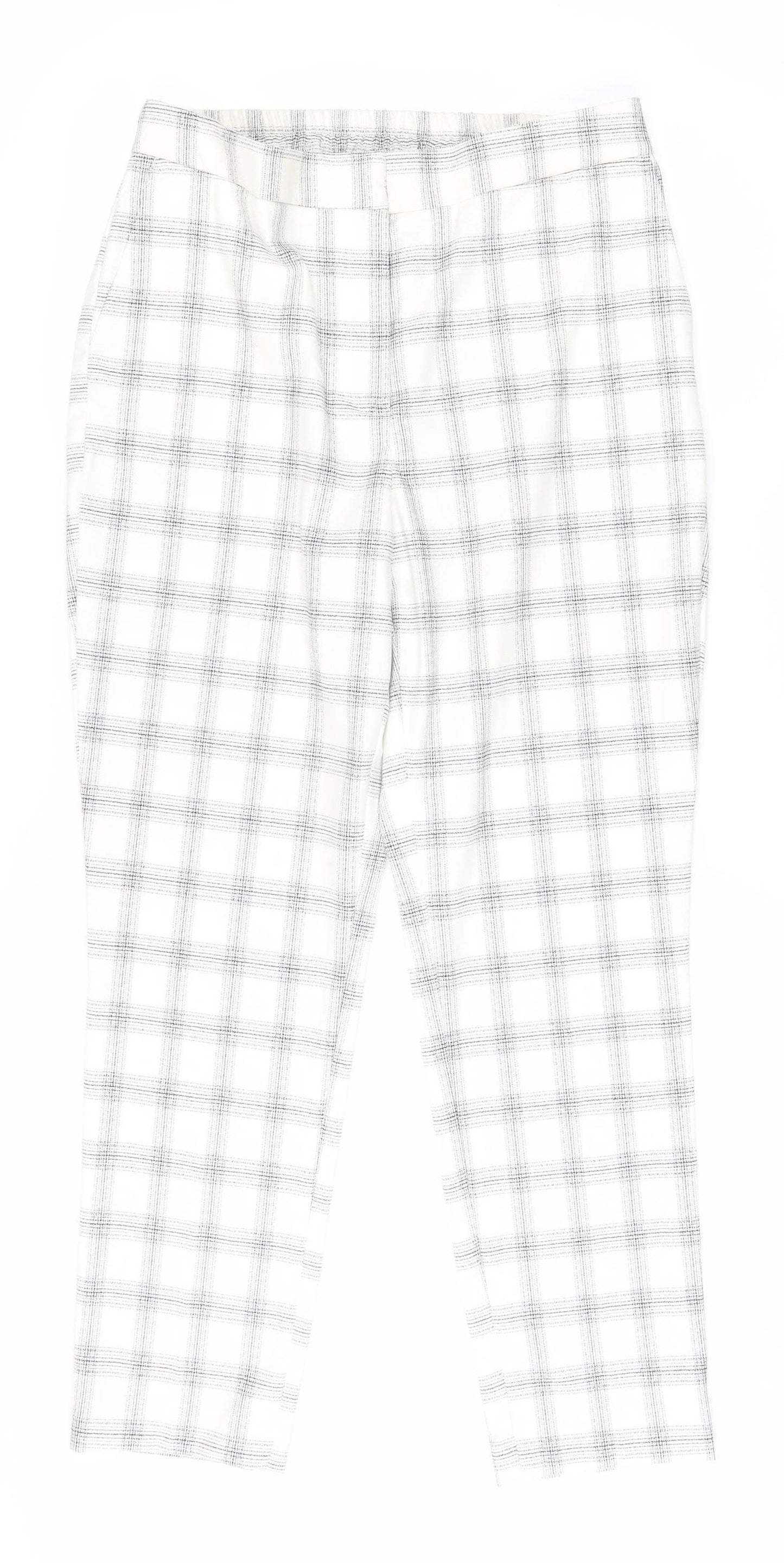 Eliane Rose Women's White Check Straight Trousers Size 12