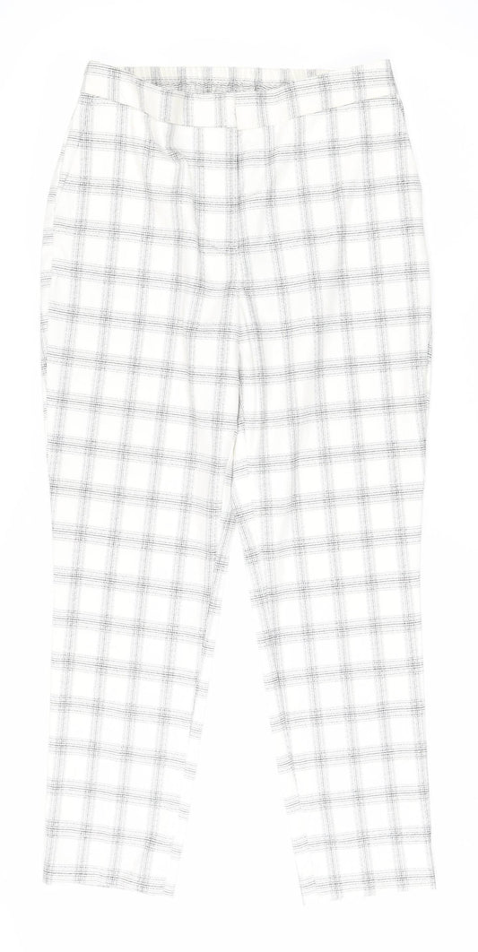 Eliane Rose Women's White Check Straight Trousers Size 12