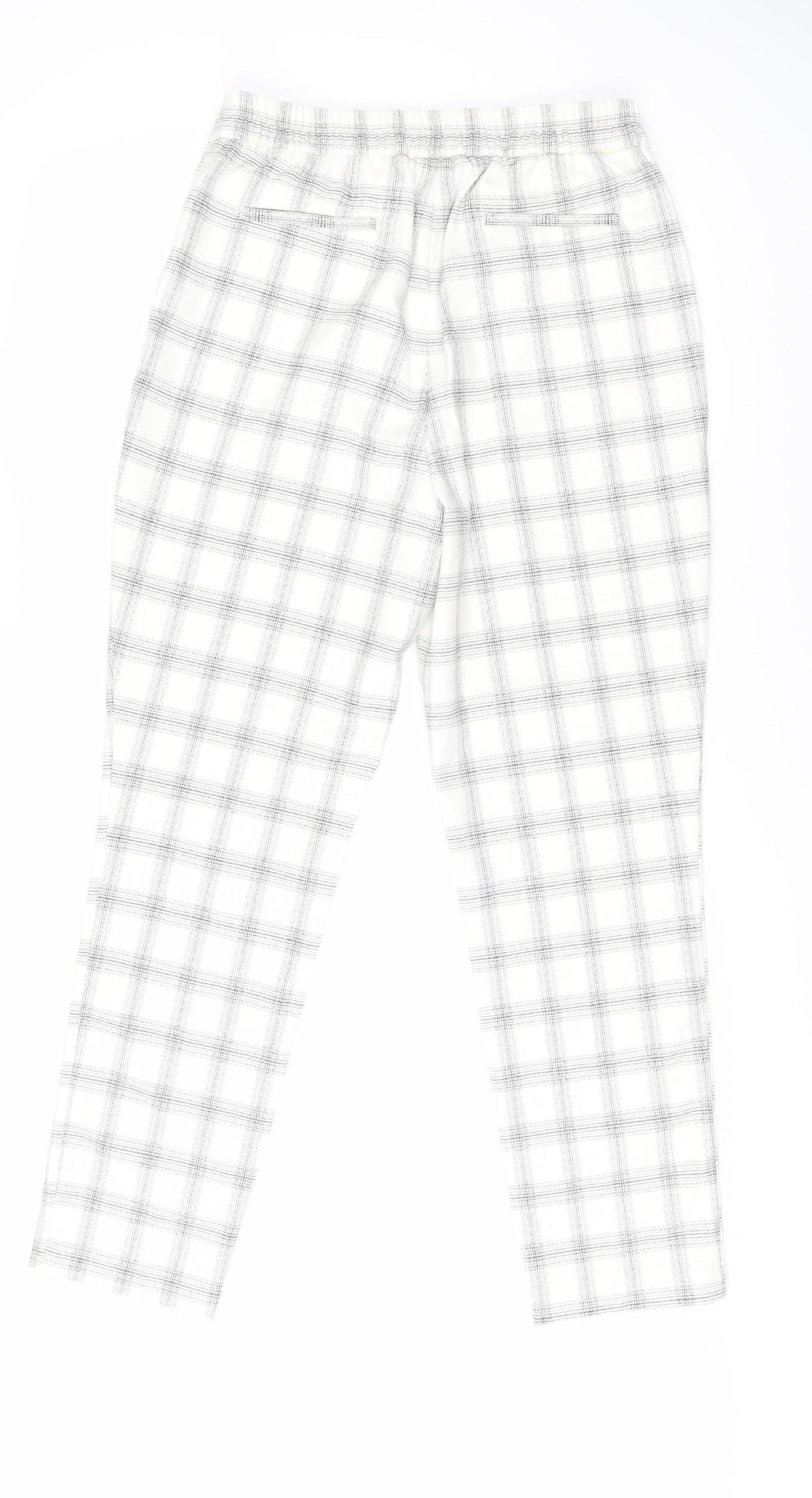 Eliane Rose Women's White Check Straight Trousers Size 12