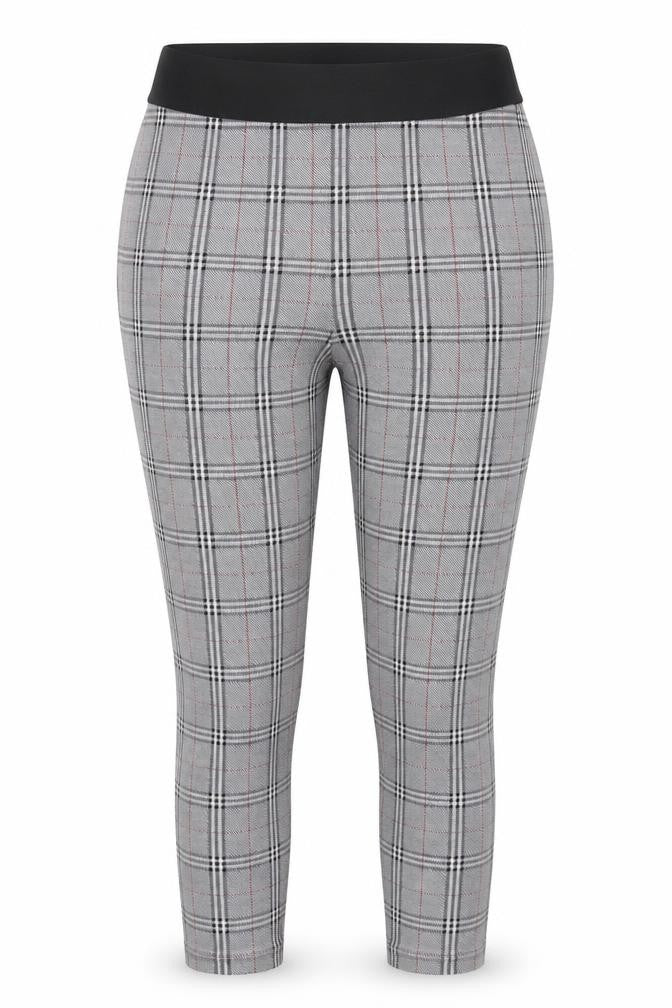 Front view of Marks & Spencer Women's Plaid Cropped Trousers, size 12, Multicoloured
