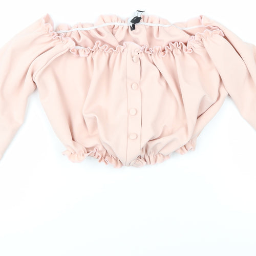 New Look Women’s Pink Off Shoulder Cropped Blouse - Size 10