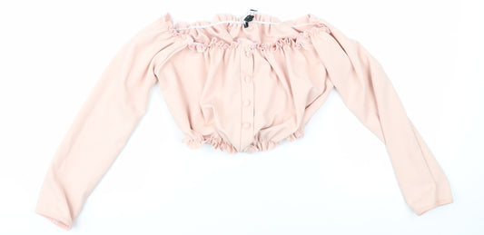 New Look Women’s Pink Off Shoulder Cropped Blouse - Size 10