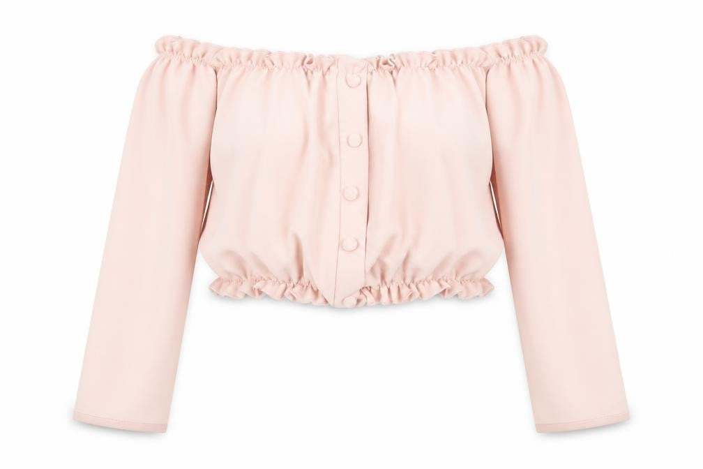 New Look Women’s Pink Off Shoulder Cropped Blouse - Size 10