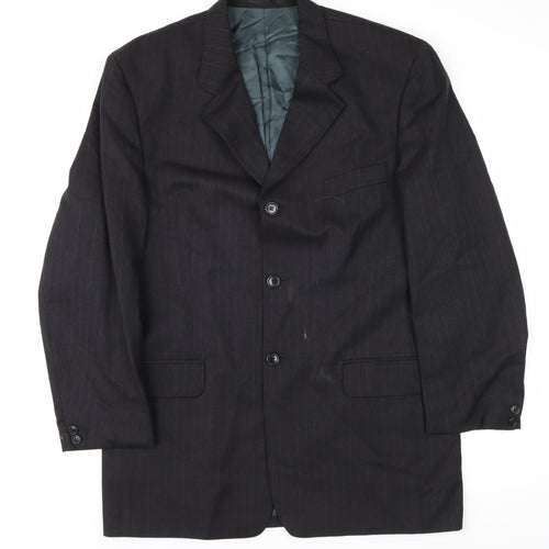 Pierre Cardin Men's Black Striped Wool Blazer Size 40R