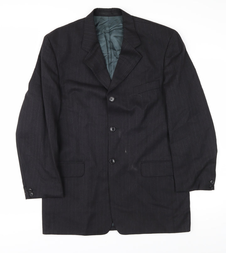 Pierre Cardin Men's Black Striped Wool Blazer Size 40R