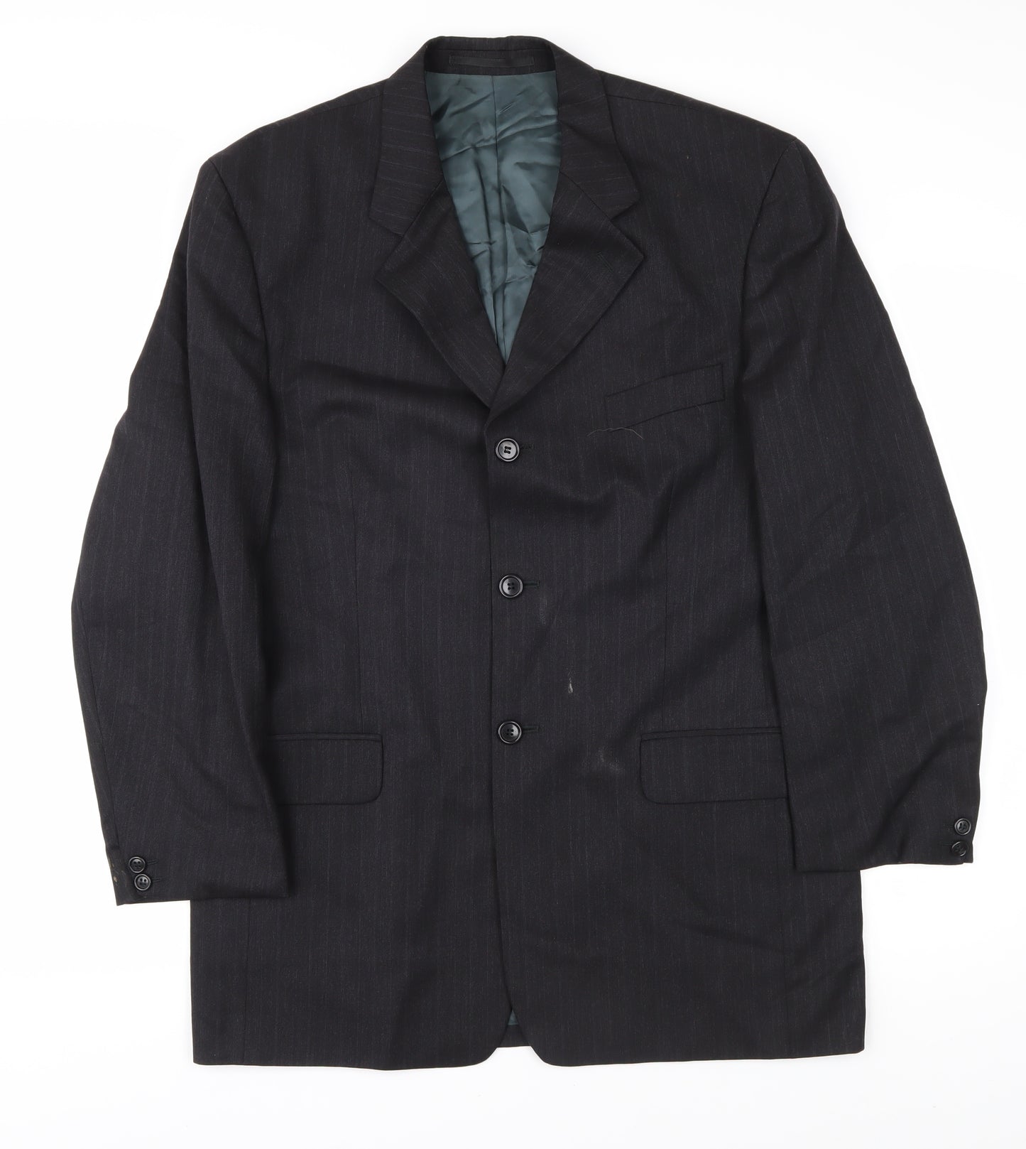 Pierre Cardin Men's Black Striped Wool Blazer Size 40R
