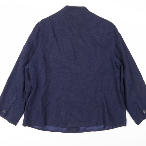 M&Co Women's Blue Linen Suit Jacket, Size 18, Plus Fit