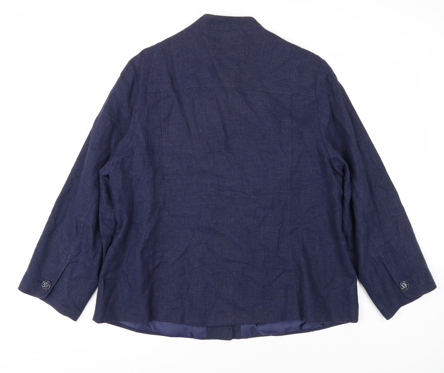 M&Co Women's Blue Linen Suit Jacket, Size 18, Plus Fit