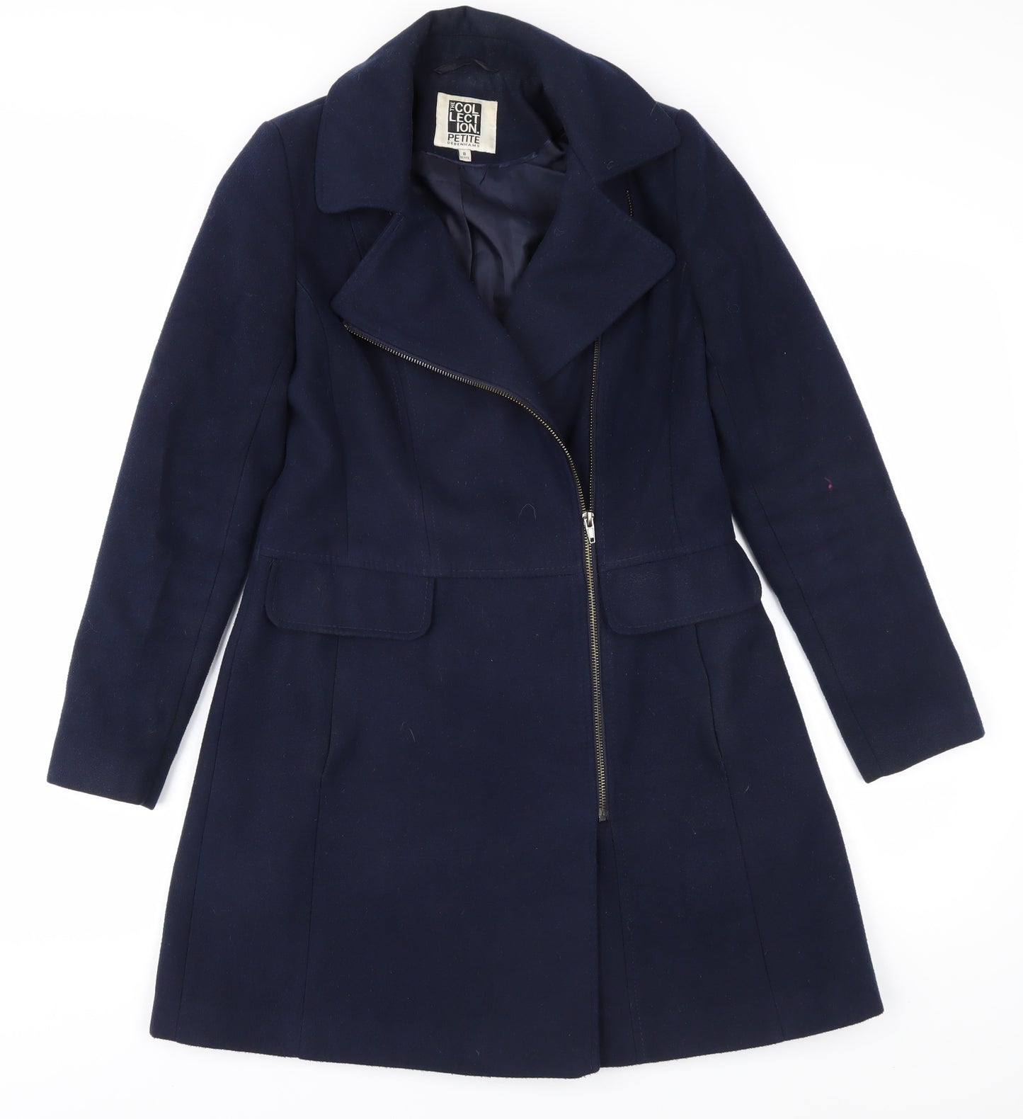 Debenhams Petite Blue Coat, Women's Size 8, Long Sleeve, Zip