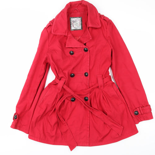 New Look Women's Red Trench Coat Size 12