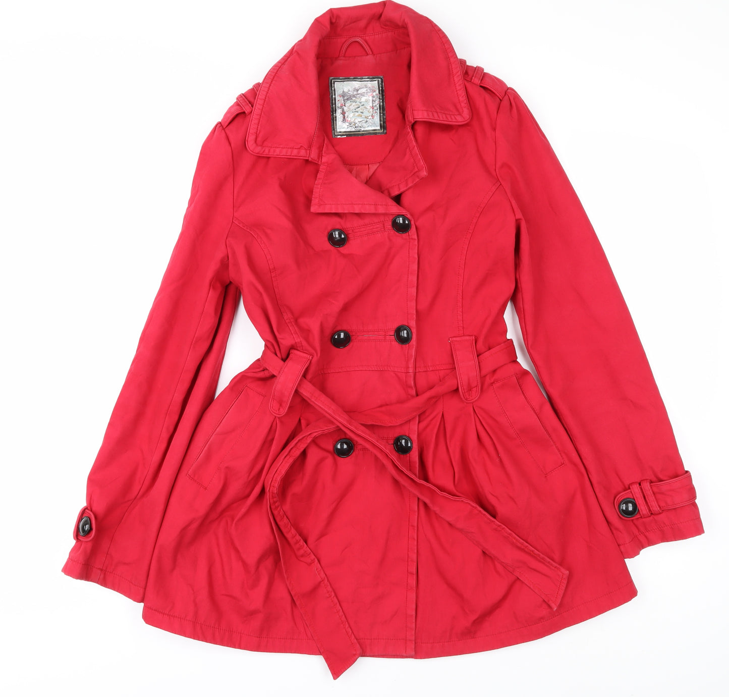 New Look Women's Red Trench Coat Size 12