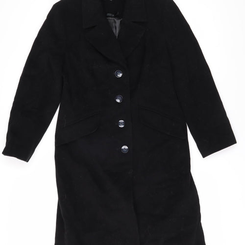 Minuet Women's Black Wool Long Overcoat Size 10