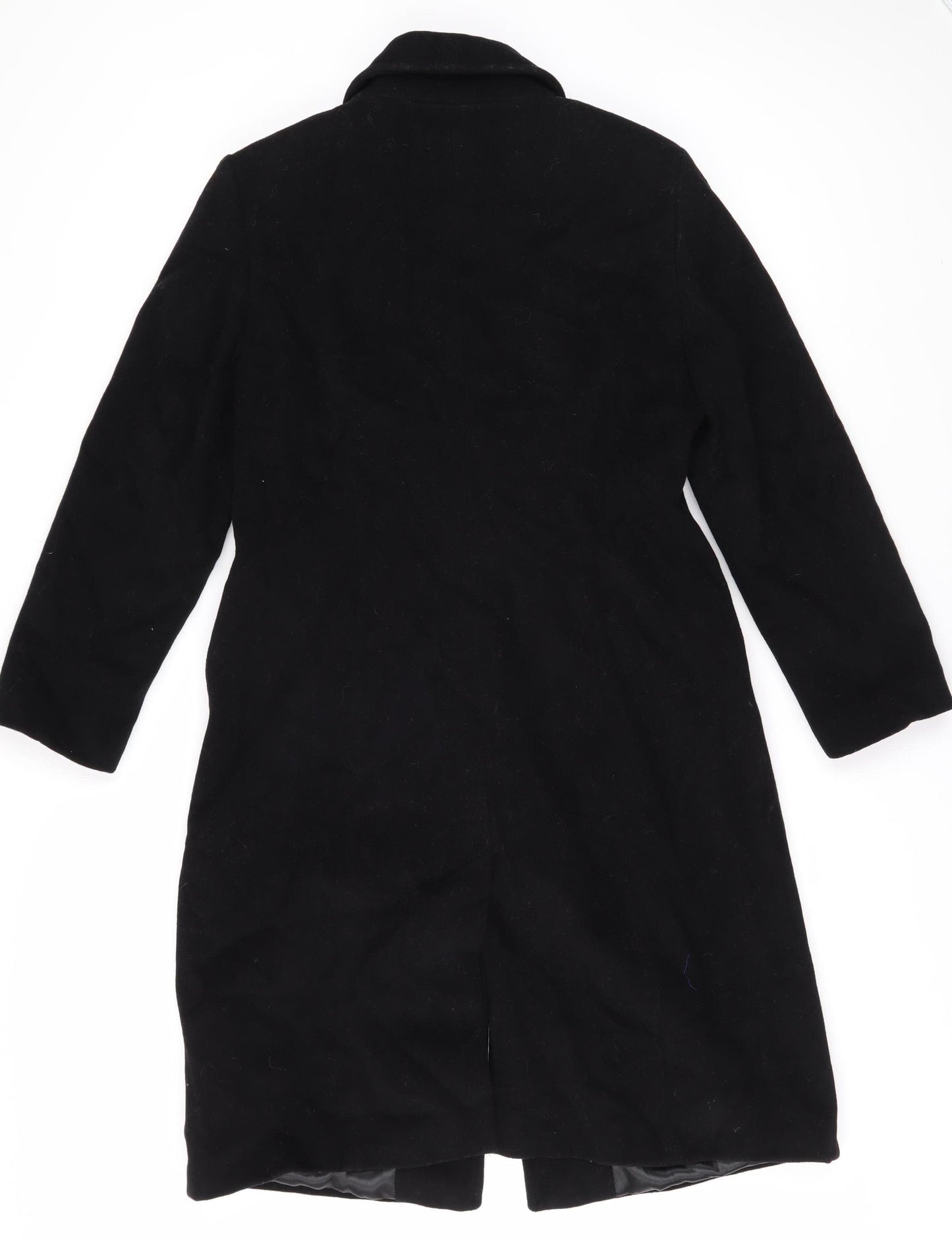 Minuet Women's Black Wool Long Overcoat Size 10