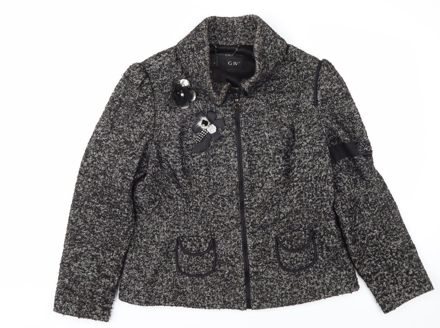 GIVe Women's Black Wool Biker Jacket - Size 5