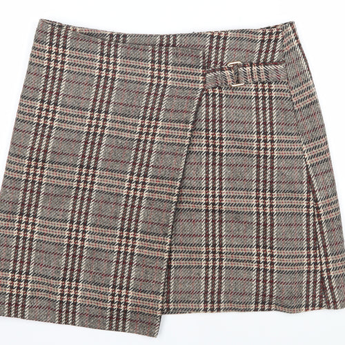 Next Women's Brown Check A-Line Skirt, Size 10