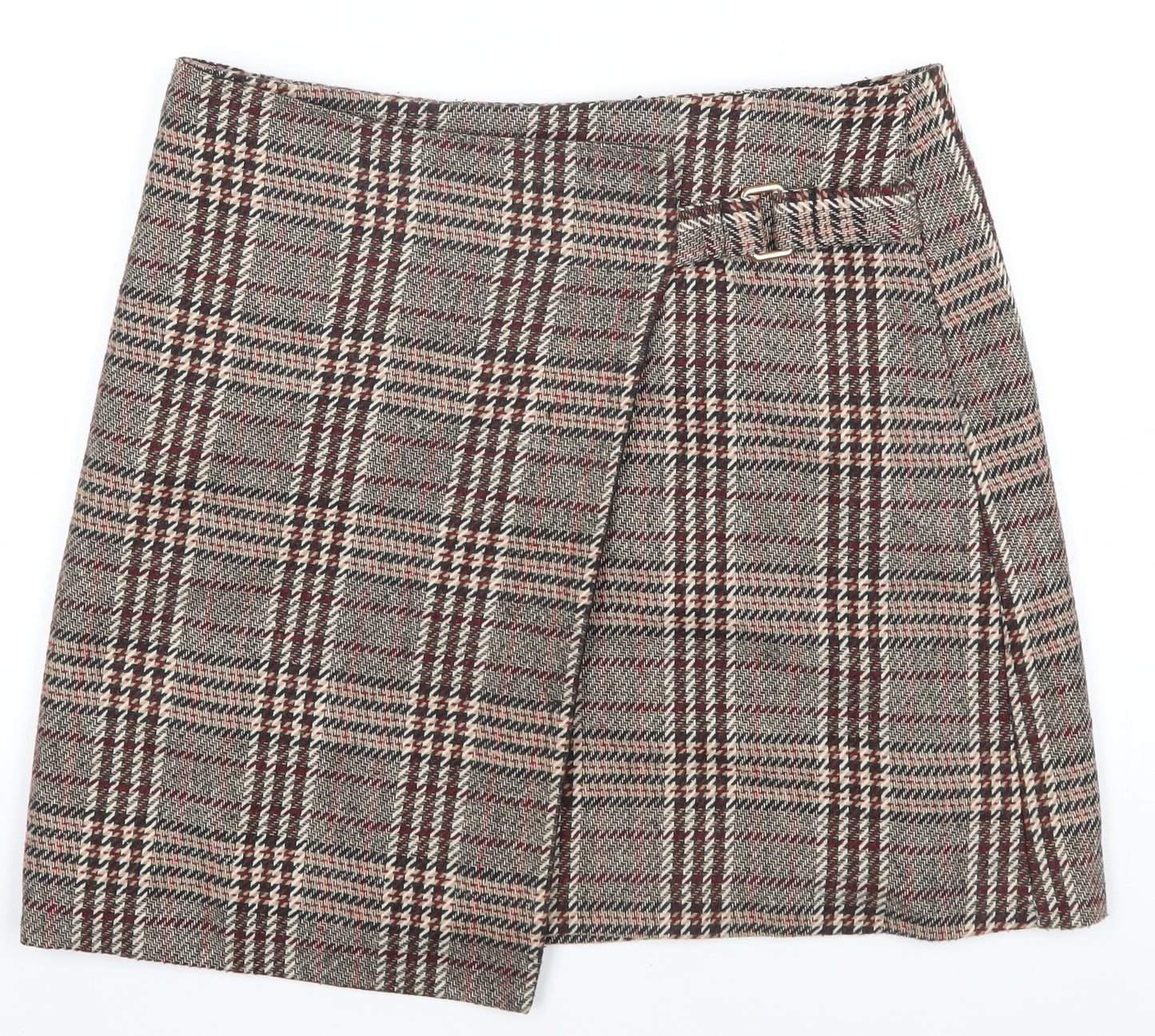 Next Women's Brown Check A-Line Skirt, Size 10