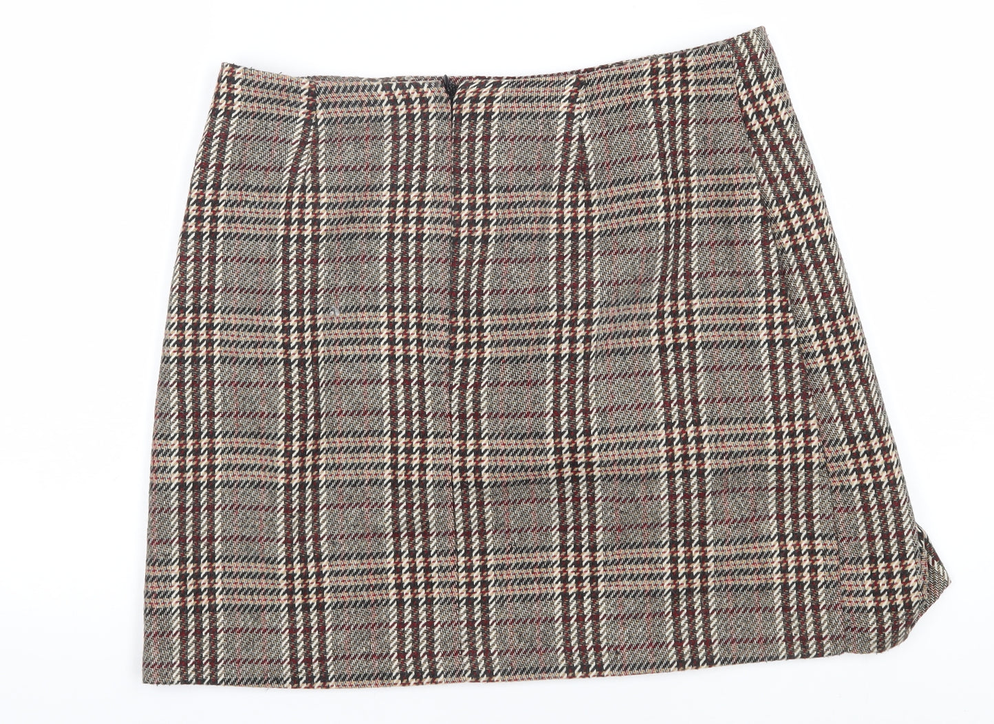 Next Women's Brown Check A-Line Skirt, Size 10