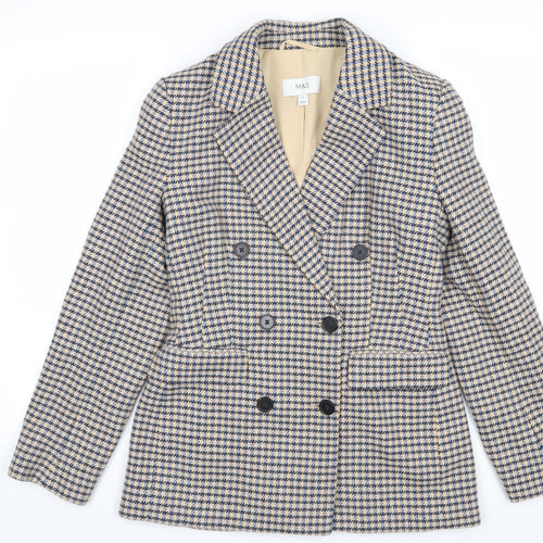 Marks and Spencer Women's Multicoloured Houndstooth Blazer Size 10