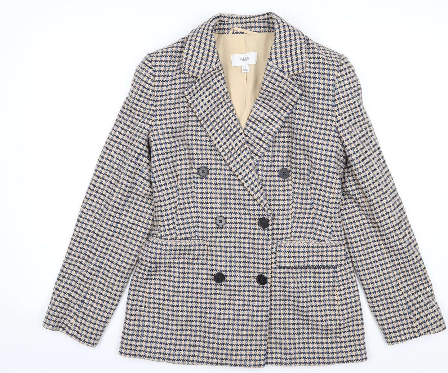 Marks and Spencer Women's Multicoloured Houndstooth Blazer Size 10