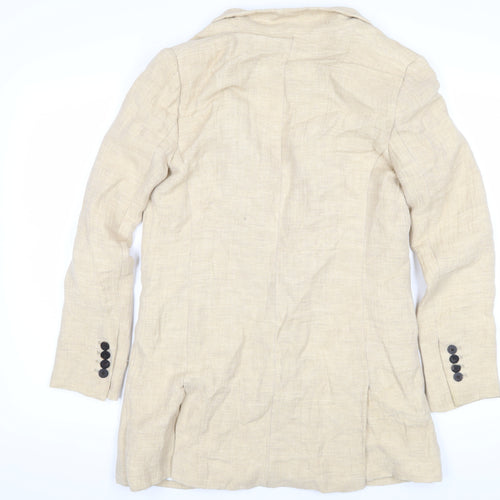 Zara Basic Beige Linen Blazer, Unisex, Size S, Casual