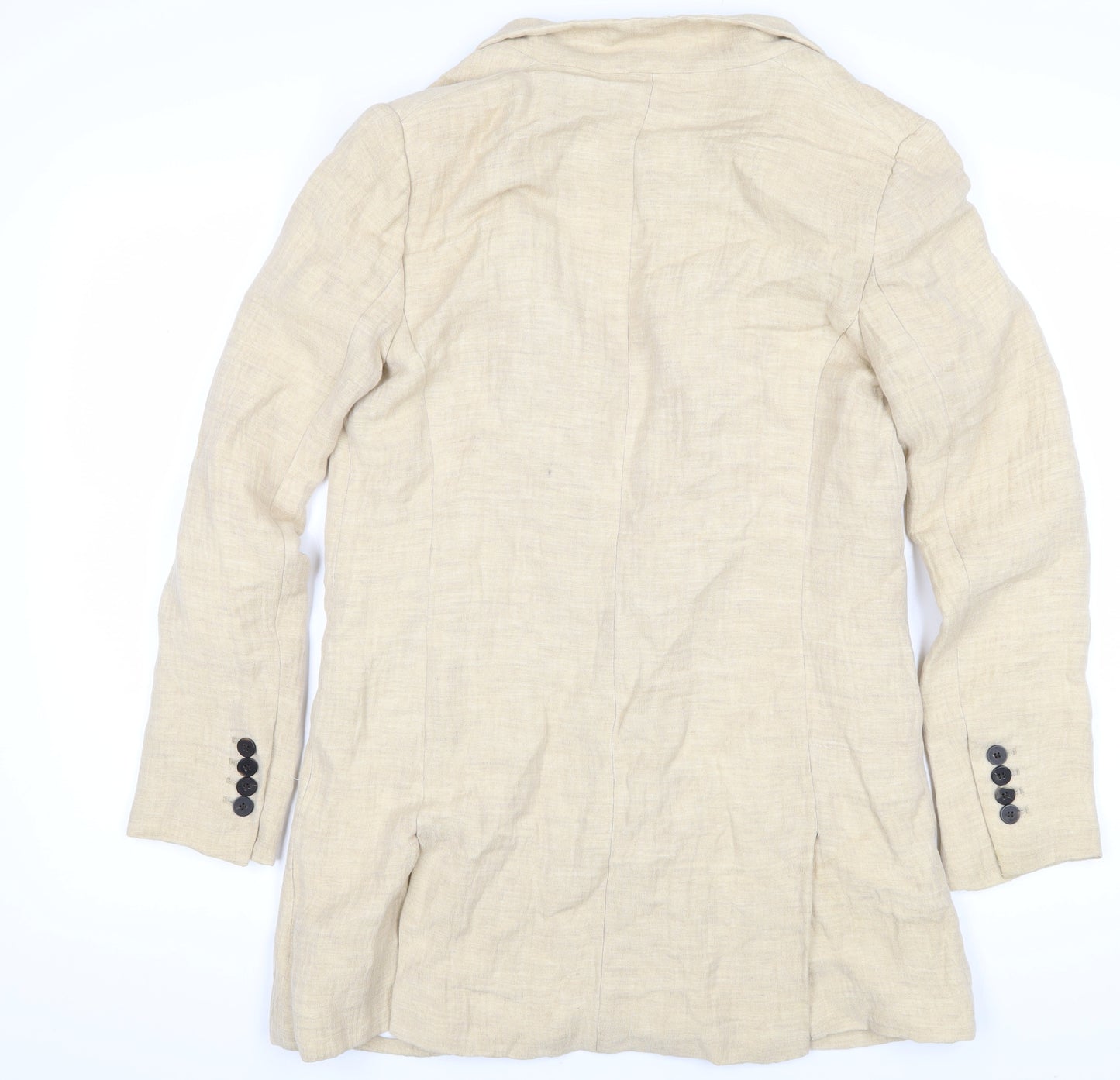 Zara Basic Beige Linen Blazer, Unisex, Size S, Casual