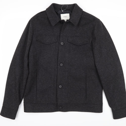 Marks and Spencer Men's Grey Wool Jacket Size Medium