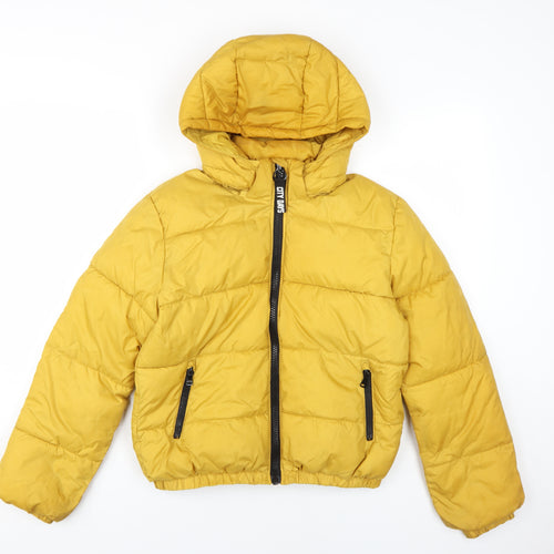 H&M Boys Yellow Puffer Jacket 11-12 Years Winter Hooded