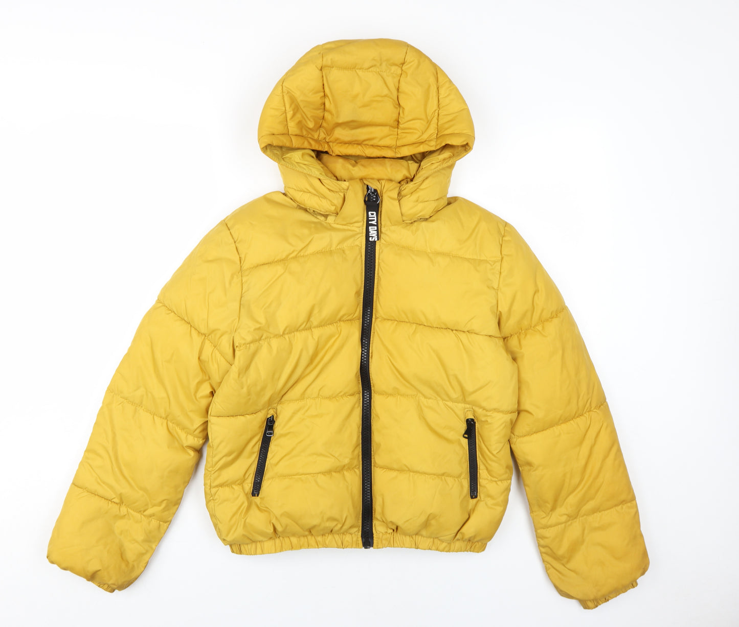 H&M Boys Yellow Puffer Jacket 11-12 Years Winter Hooded